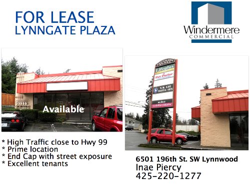 Direct 6 399 0815 Core Commercial Properties Inc Main 6 381 3800 Http Www Corecommercialproperties Com For Lease Lynngate Plaza 6501 196th St Sw Lynnwood Wa Rent Can Be Negotiable Commission Can Be Negotiable